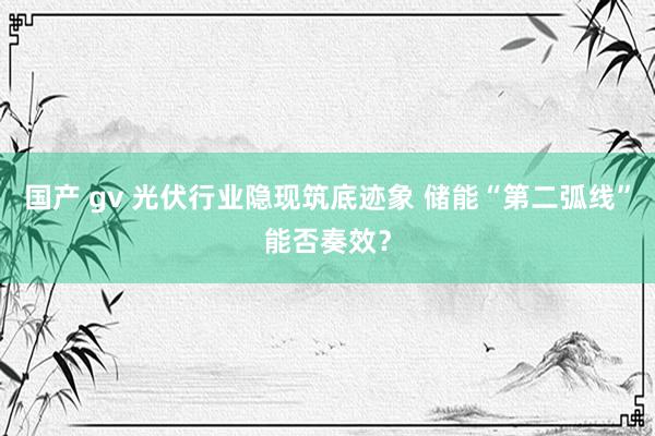 国产 gv 光伏行业隐现筑底迹象 储能“第二弧线”能否奏效？