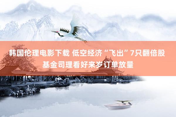 韩国伦理电影下载 低空经济“飞出”7只翻倍股 基金司理看好来岁订单放量